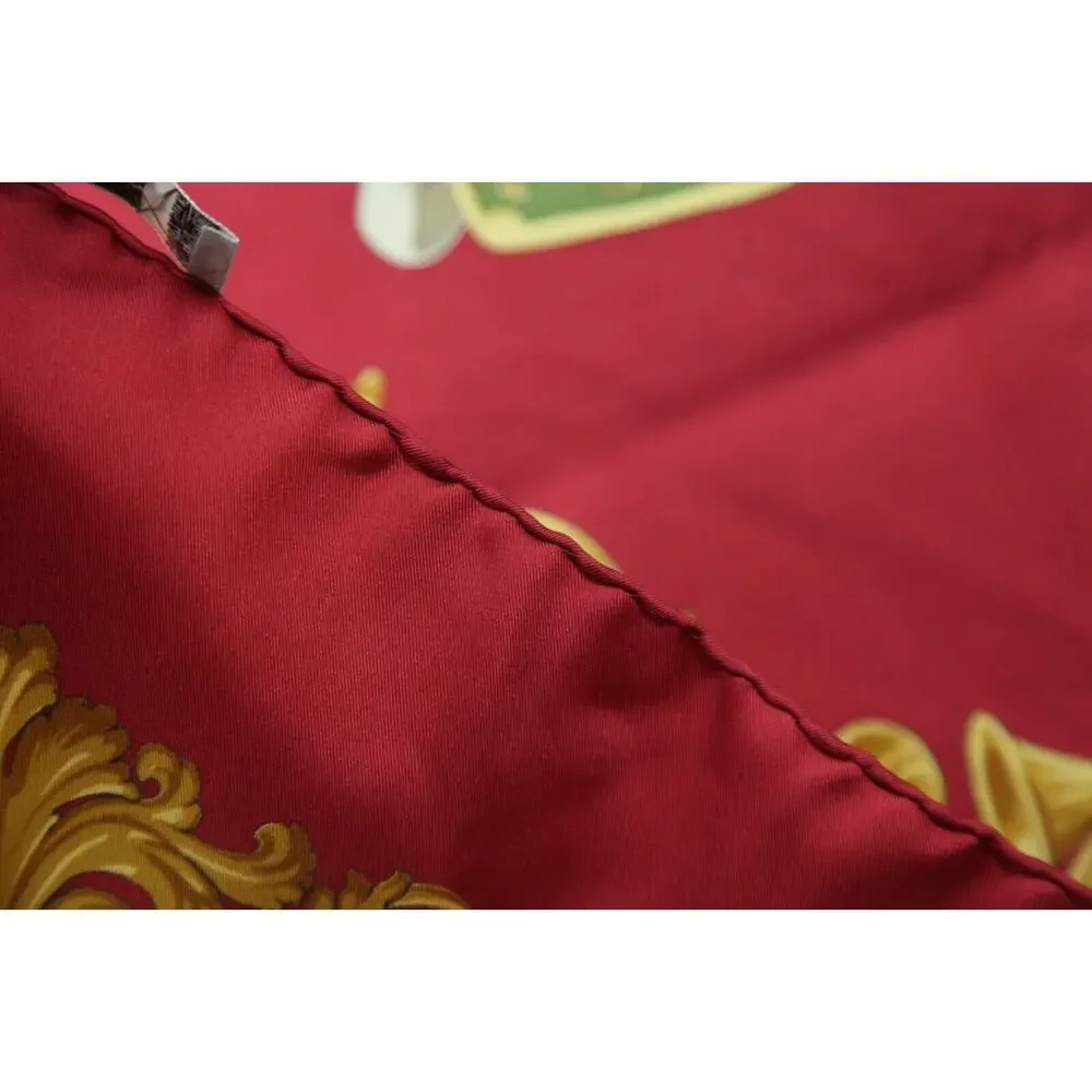 Belvedere Silk Scarf Baroque Scroll‎ Drums Crest Old Money 34